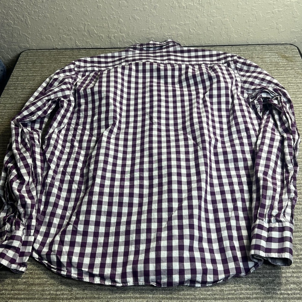 J.Crew Shirt Mens Gingham Check Slim Fit XL Purple White Preppy Classic Pocket - Picture 3 of 9
